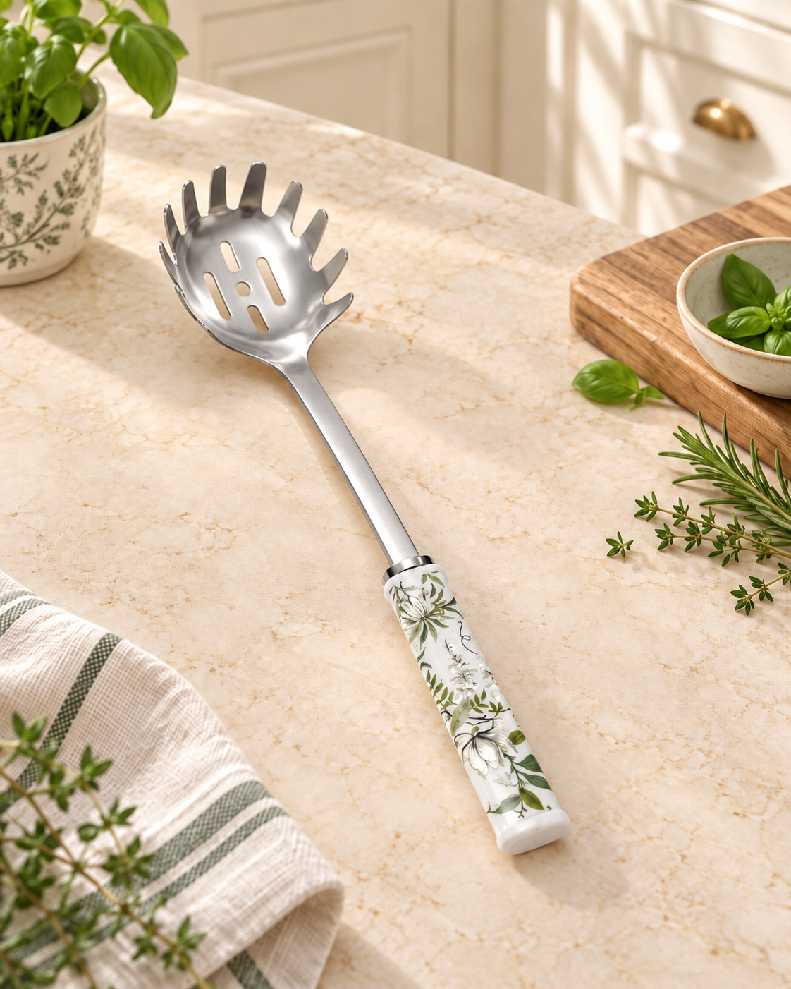 Сервер для спагетті Laura Ashley з керамічною ручкою з принтом Parterre у кольорі шавлії